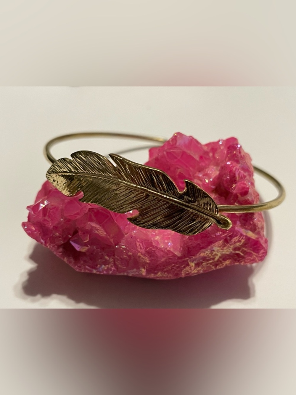 Gold Tone Leaf Bangle Bracelet #6402